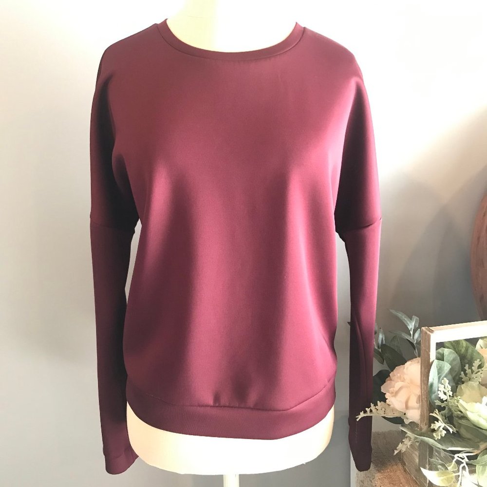 BCBGeneration Maroon Zipper Crew Neck Sweatshirt